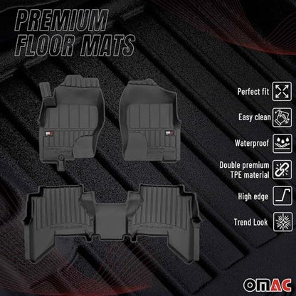 OMAC Premium Floor Mats for Nissan Pathfinder 2005-2012 Car Mats All Weather 3D Custom Fit Rubber Mat Waterproof Odorless TPE Floor Liners Laser Measured Non-Slip (Black)