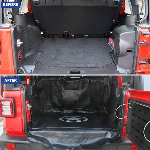 Dog Cargo Liner for Jeep, Pet Cargo Trunk Liner Mat Cover for 2007-2025 2026 Jeep Wrangler Accessories JK JL Unlimited 4 Door, Waterproof Oxford, Star
