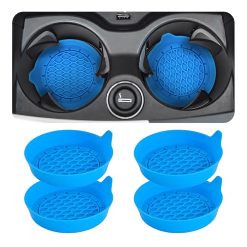 Zpana 4PCS Car Cup Holder Coasters, Silicone Non-Slip Vehicle Cup Recessed Mats, Sift-Proof Automotive Interior Drink Insert Decor Accessories, Universal for SUV, Sedan, Truck (Sky Blue) - color: Sky Blue/Silicone