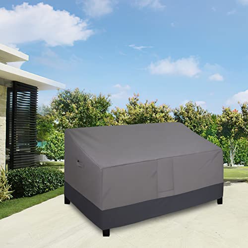 Easy-Going Outdoor Sofa Cover Heavy Duty Patio Furniture Loveseat Couch Bench Cover Windproof Durable (70Wx38Dx35H inch, Gray/Dark Gray)