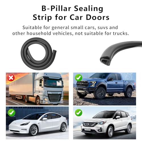 Temmis 2PCS Car Door Seal Strip 2.62FT, Buckle Design Automotive Door Soundproofing Weather Rubber Stripping, Auto Interior Accessories for Car Truck Door
