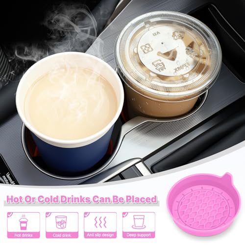 SINGARO Car Cup Holder Coaster, Silicone Cup Holder Insert, Universal Non-Slip Cup Holders, Car Accessories Interior for Women and Man 4 Pack Pink - color: Pink