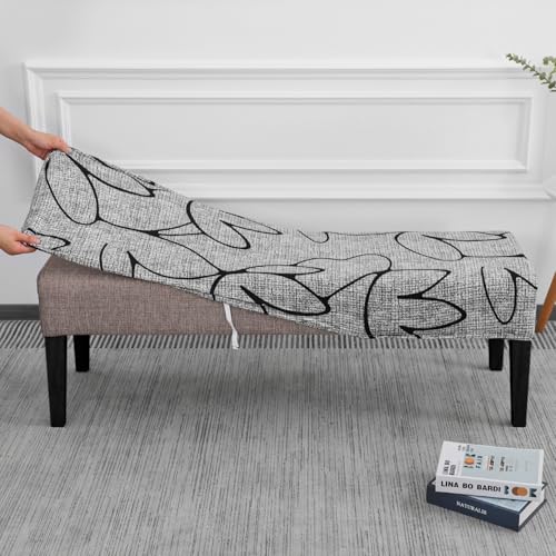 SPRINGRICO Stretch Dining Bench Cover, Removable Bench Slipcover Washable Bench Seat Protector Rectangle Bench Cover for Dining Room, Living Room, Bedroom, Kitchen (Lotus Gray) - color: Lotus Gray