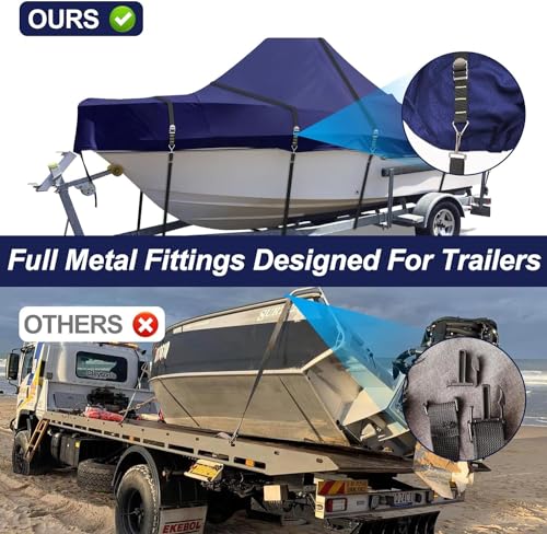 900D Center Console Boat Cover, Windproof Full Metal Buckle Straps Boat Cover for Center Console Boat Heavy Duty fits 22-24" Length, Beam Width up to 116" W, Navy - color: Navy, size: 22'-24' Length , Beam Width up to 116" W