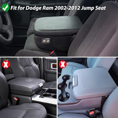 Zxiaochun Center Console Cover Compatible with 2002-2012 Dodge Ram 1500 2500 3500 Jump Seat Console, Armrest Lid Leather Protective Covering (Black) - color: Black Leather