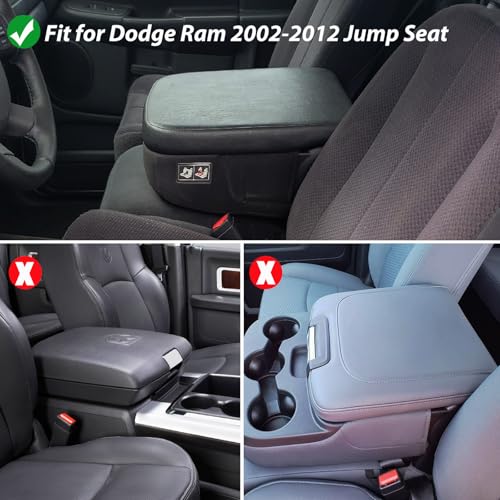 Zxiaochun Center Console Cover Compatible with 2002 2003 2004 2005 2006 2007 2008-2012 Dodge Ram 1500 2500 3500 Jump Seat Console, Armrest Lid Protective Covering (Neoprene) - color: Black Neoprene
