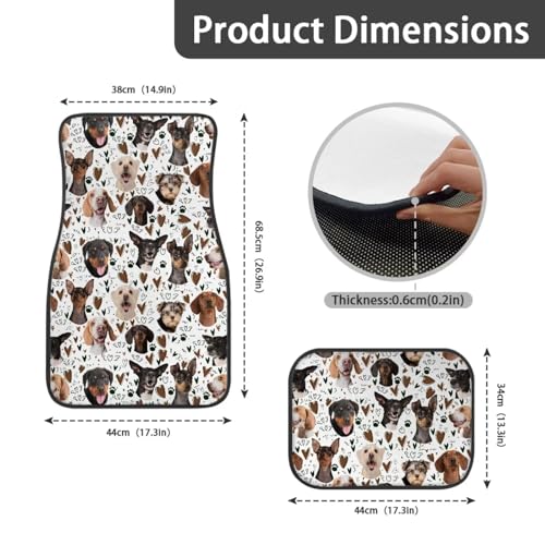 Dogs White Car Floor Mats Universal Auto Front Rear Floor Foot Mats Anti-Slip Car Mat Full Set of 4 Pieces Carpet - color: Dogs White