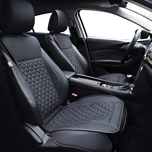 Elantrip 2PCs Front Car Seat Covers Leather Water Proof Seat Protector Universal fit for Most Cars SUVs and Trucks Black - color: Black, size: Front Set