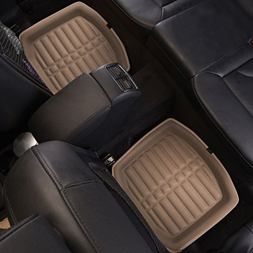 FH Group Automotive Floor Mats - PU Leather Floor Mats, Deep Dish Design, Floor Mats for Cars, Universal Fit Floor Mats Full Set, Floor Mats For Most Sedan, SUV, Truck Floor Mats Solid Beige - color: Solid Beige - Full Set