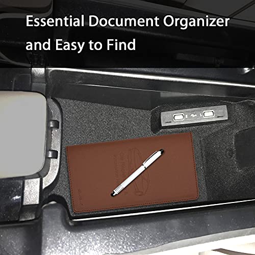 Car Insurance and Registration Holder, 9.5 x 5 Inch PU Leather Vehicle Glove Box Organizer Wallet Case for Insurance Card, Driver License, Paperwork - Brown - color: Brown
