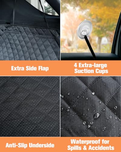 SUV Cargo Liner for Dogs, Waterproof Trunk Cover for SUVs with Mesh Window, Bumper Flap Protector, Scratchproof Durable 600D Oxford Fabric, Non-Slip, Machine Washable