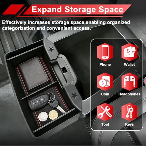 Center Console Hanging Organizer Box Compatible With For 2019-2026 Chevy Silverado/GMC Sierra 1500 and 2020-2026 Silverado/Sierra 2500HD 3500HD Split Bench Seat Hanging Storage Box Accessories