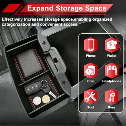 Center Console Hanging Organizer Box Compatible With For 2019-2026 Chevy Silverado/GMC Sierra 1500 and 2020-2026 Silverado/Sierra 2500HD 3500HD Split Bench Seat Hanging Storage Box Accessories