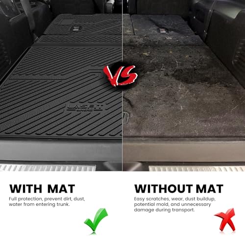 LASFIT Trunk Mat with Backrest Mat 2015-2020 for Chevrolet Chevy Suburban/GMC Yukon XL(Not Fit Yukon)/Cadillac Escalade ESV(Only Escalade ESV, Not Fit Escalade), All Weather TPE Mat - size: Cargo for Suburban/Yukon XL/Escalade ESV 2015-2020