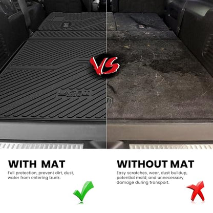 LASFIT Trunk Mat with Backrest Mat 2015-2020 for Chevrolet Chevy Suburban/GMC Yukon XL(Not Fit Yukon)/Cadillac Escalade ESV(Only Escalade ESV, Not Fit Escalade), All Weather TPE Mat - size: Cargo for Suburban/Yukon XL/Escalade ESV 2015-2020