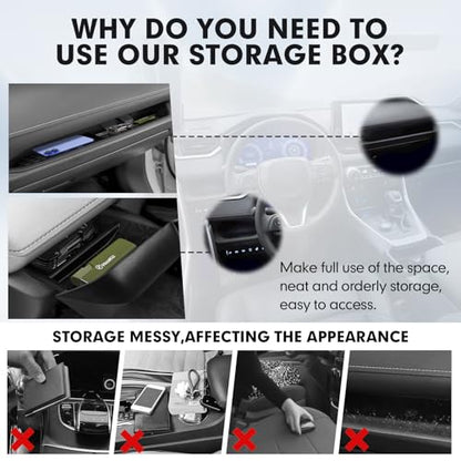 Autorder 2PCS Center Console Organizer for 2019-2025 Toyota RAV4 Accessories ABS Driver Drawer Storage Box Silicone Glove Box Organizer Center Console Insert Tray with Anti-Slip Surface - size: 2019-2025 Toyota RAV4 2PCS