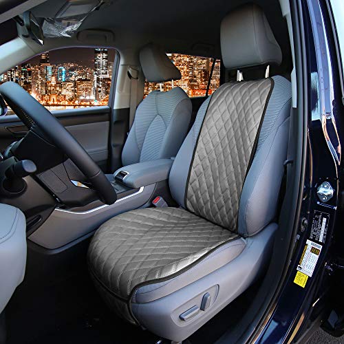 FH Group Car Seat Cushion – Faux Leather Single Front Seat Cover with Front Pockets, Airbag Compatible, Universal Fit Car Seat Cushion for Driver or Passenger Seat, SUV, Truck, Sedan & Van – Gray - color: Gray, style: Front Set