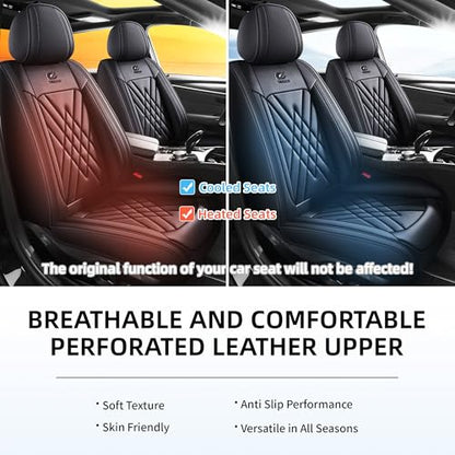 Car Seat Covers 5-Piece Full Set Durable Leather, Anti-Slip Waterproof Car Accessories Custom Fit for Most Cars, SUV & Sedan（Black）