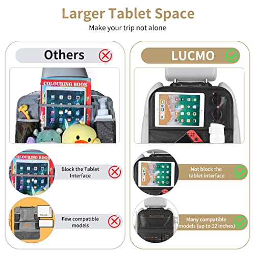 Car Backseat Organizer with Touch Screen Tablet Holder,9 Storage Pockets Storage Organizer,Protectors Kick Mats Travel Accessories (Black, 2 Pack with Food Tray) - color: Midnight Raven, size: 2 Pack with Food Tray