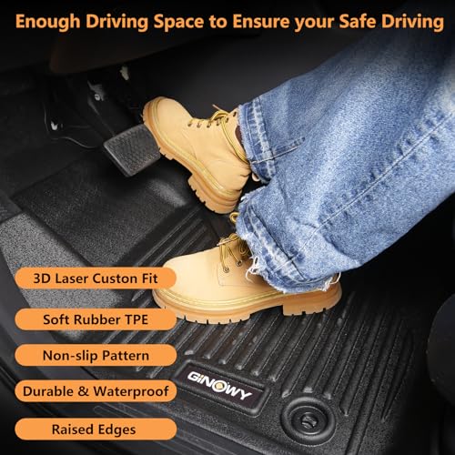 GINOWY- Floor Mats & Cargo Liner for Kia Seltos 2020-2023, TPE All Weather Protection Seltos Car Mats, Custom Floor Liners Non-Slip Trunk Mat, Waterproof Accessories Black - style: 30) for KIA Seltos 2020-2023 Full Set