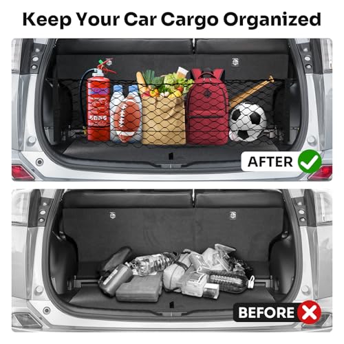 Canvcle Trunk Cargo Net for 2013-2018 Toyota RAV4 Accessories Envelope Style Mesh Trunk Net Organizer and Storage Stretchable Adjustable Elastic Nylon Rear Cargo Netting with Hooks - style: for Toyota RAV4