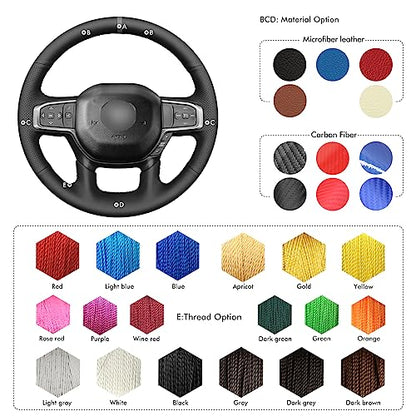 MEWANT Hand Stitch Black Artificial Leather Steering Wheel Wrap for Dodge Ram 1500 Laramie Big Horn 2019-2021 - color: Black Artificial Leather&Grey Stripe&Grey Thread