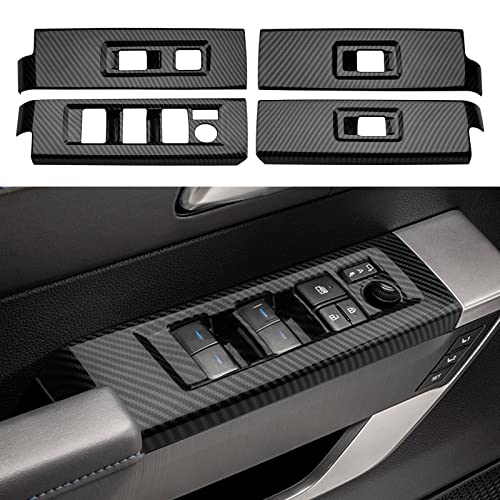 INTGET 4PCS Window Lift Switch Cover for 2022-2025 2026 Toyota Tundra Accessories Carbon Fiber Front & Rear Door Window Switch Lift Panel Cover for 2023 2024 2025 2026 Toyota Sequoia Accessories - color: Window Lift Switch Panel