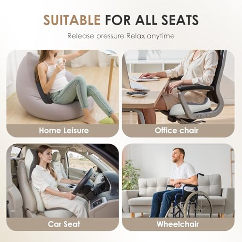 Car Seat Cushion & Lumbar Support Pillow & Car Neck Pillow Ergonomic and 100% Memory Foam, Upgraded Larger and Breathable Car Seat Cushion & Back Support Pillow - Gray - color: B-cushion&lumbar&neck Pillow-gray
