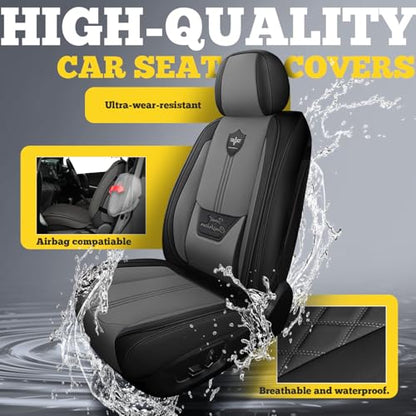 Car Seat Covers for Front Seats (2 Seats) - Premium Perforated Nappa Leather,Waterproof Shield, Omni-Adapt Fit for SUVs Sedans, Ideal for Rideshare & Pets
