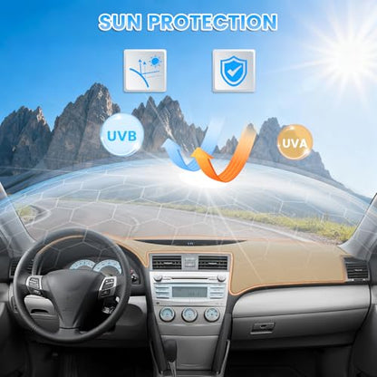 KUST Beige Dash Cover Compatible with Toyota Camry 2007-2011 Dashboard Cover Accessories for Camry Polyester Dashboard Mat Custom Fit Center Console Sunshield Protector No Glare - size: Camry 07-11(Beige)