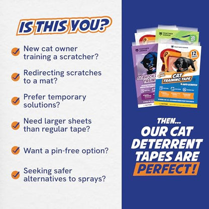 8 Pack Cat Scratch Furniture Protector Tape Sheets – Double-Sided Sticky Training (4 XL, 4 Large) – Anti-Scratch Couch & Sofa Guard – Clear – Not for Leather, Velvet, Microfiber - size: 8 Sheets