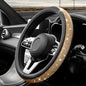 Diamond Leather Steering Wheel Cover, 15 Inch Bling Crystal Rhinestone Anti-Slip Wheel Protector, Universal Sparkling Elegant Diamond Steering Wheels Cover for Women Girl (Golden) - color: Golden