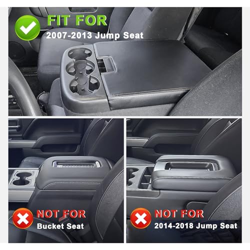 Center Console Armrest Cover Fit for Chevy Silverado/Tahoe & GMC Sierra/Yukon 2007-2013 Accessories, Comfort Armrest Pad Console Lid Cushion Vegan Leather Regular Thick(Jump Seat ONLY) - size: 1) 07-13 |Slv&Tahoe&Sra&Yukon| Jump Seat, Regular