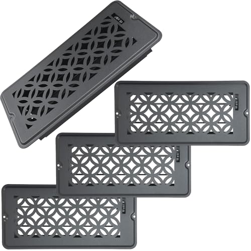 4x10 Vent Covers for Home Floor, Floor Vent Cover, Air Vents, All Steel Heavy Duty Floor Register, Easy Adjustable Air Supply Lever, or Wall Vents (4"x 10" Textured Black 4Pack) - color: 4X10 Textured Black 4Pack