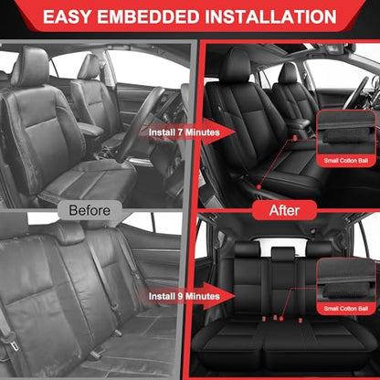 TTX LIGHTING Custom Fit Seat Covers for Toyota RAV4 2013-2018 Full Set 5 Seats Premium Waterproof Faux Leather Airbag Compatible Black - size: 12.RAV4 2013-2018(Gas only) 5 Seat Full Set