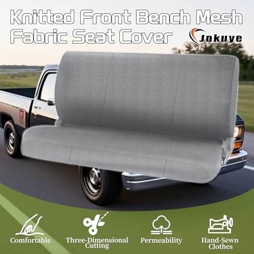 Jokuye Heavy Duty Universal Bench Seat Covers for Ford for Chevrolet for Dodge Full Size Pickup Trucks with Storage Pockets - Gray - color: Gray, size: Sandwich mesh
