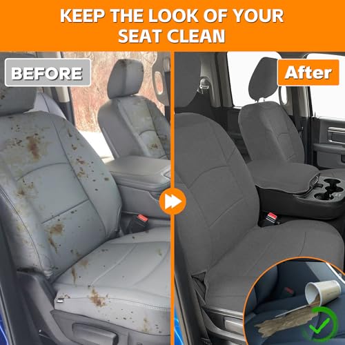 Seat Cover Compatible with 2013-2018 Dodge Ram & 2019-2022 Classic Ram Crew Cab, Neoprene Durability Truck Seat Cover, ONLY Fit Full Bench Rear Seat Without Armrest, NOT for 60/40 Seat - color: Gray, size: 2013-2022 Ram 1500/2500 Front & Rear
