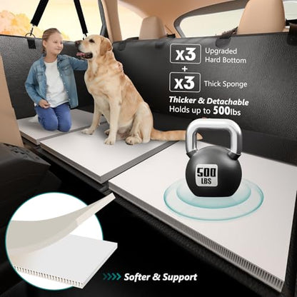 Btefd Back Seat Extender for Dogs Upgraded Anti-Scratch PU Leather, Hard Bottom Dog Car Seat Cover for Back Seat, Backseat Extender for Dogs, Waterproof Dog Hammock for Car, SUV, Small Truck, Black - size: For Cars / Mid-Size SUV / Small Truck