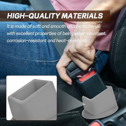 2PCS Car Seat Belt Buckle Holder, Easy Access Silicone Auto Seatbelt Buckle Booster, Seat Belt Buckles Fixer Cover Makes Receptacle Stand Upright Buckling for Kids, Car Accessories (Gray) - color: Gray