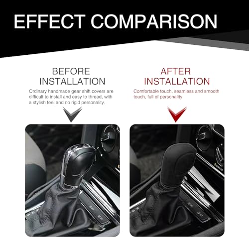 Tesnaao 2 PCS Car Shift Knob Cover, Silicone Gear Lever Cover, Anti-Slip Protective Cover, Shifting Head Cover Replacements, Automotive Decor Kit, Universal for Most Cars, Trucks, SUVs (Black)