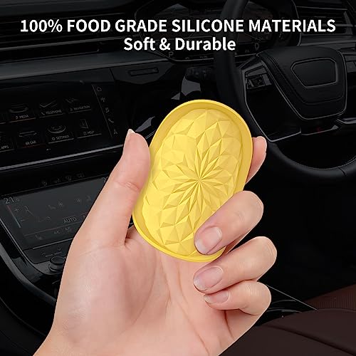 Car Coasters for Cup Holders [4 Pack] - 2.75In Silicone Auto Mug Mats - Universal Non-Slip Recessed Car Interior AccessoriesYellow - color: 4 Pack-yellow