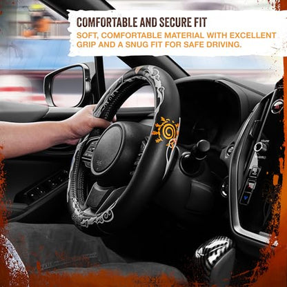 Naruto Shippuden Car Steering Wheel Cover, 15 Inch Anime Steering Wheel Cover, Cushioned Soft Comfortable Cover Anime Car Accessories for Men Women, Kirigakure - color: Naruto Kirigakure