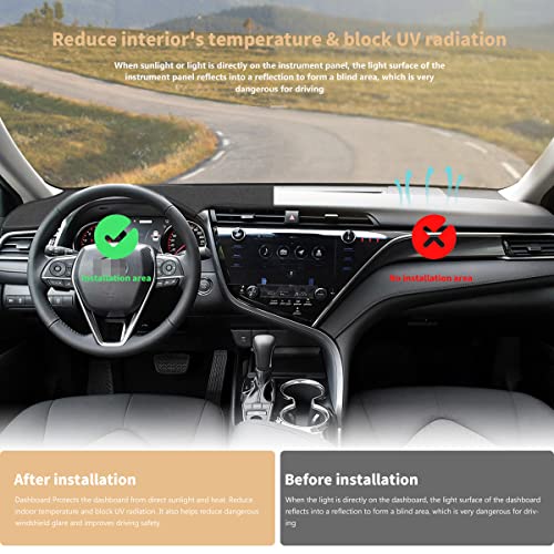 auovo Dashboard Cover Mat Compatible with Toyota Camry 2018-2023 2024 Accessories Sunshade Protector Anti-Slip Dash Carpet Cover