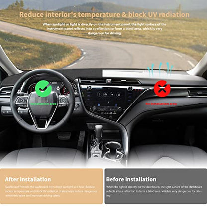 auovo Dashboard Cover Mat Compatible with Toyota Camry 2018-2023 2024 Accessories Sunshade Protector Anti-Slip Dash Carpet Cover