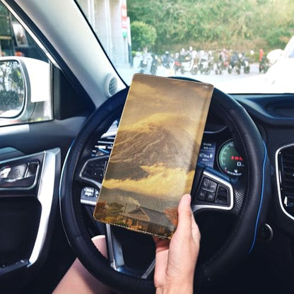linqin Car Registration and Insurance Card Holder, Fuji Moutain Glove Box Organizer Card Document Wallet - color: Fuji Moutain
