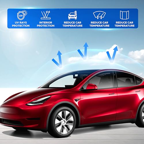 EcoNour Upgraded Tesla Model 3 Roof Sunshade (2021–2023 Highland) – No-Gap, Sag-Free Skylight Heat Insulation Reflective Glass Roof Cover –99% UV with Nano Ice Crystal-Coated Interior Sunshade - size: Tesla Model 3 Roof