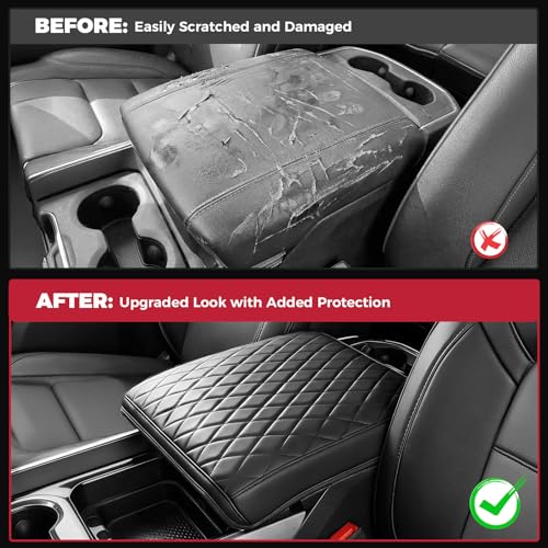FREESOO Center Console Cover for 2019-2026 Dodge Ram 1500 2500 3500, Armrest Cushion Pad, Waterproof Faux Leather, Easy to Clean, Non-Slip & Anti-Scratch, Bucket Seat Only - size: 2019-2026 Ram Bucket Seat Console