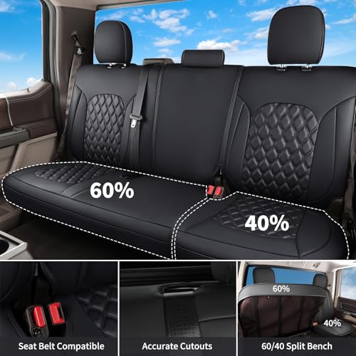 Huidasource Tacoma Seat Covers Full Set, Full Coverage Leather Truck Seat Cushion Cover Custom Fit for 2005-2015 Double & Crew Cab 2nd Gen Toyota Tacoma Base Prerunner SR5 Limited(Full Set/Black) - color: Full Set/Black, size: 2nd Gen Tacoma 2005-2015 Cre