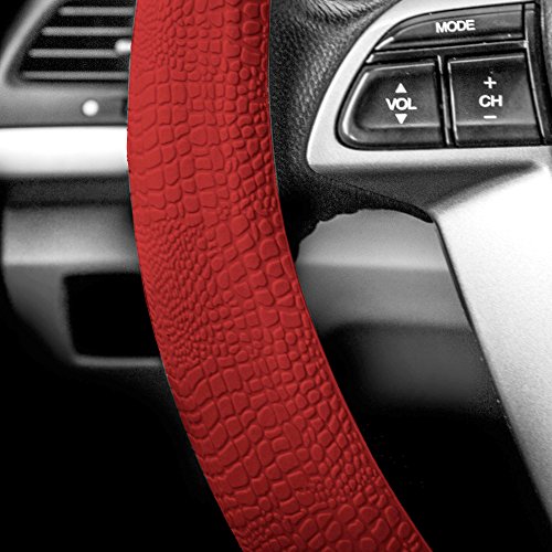 FH Group Universal Fit Silicone Snake Pattern with Massaging Grip Steering Wheel Cover fits most Cars, SUVs, Trucks, and Vans Burgundy - color: Burgundy