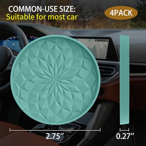 Car Coasters for Cup Holders [4 Pack] - 2.75in Silicone Auto Mug Mats - Universal Non-Slip Recessed Car Interior Accessories Teal Blue - color: 4pack-teal Blue